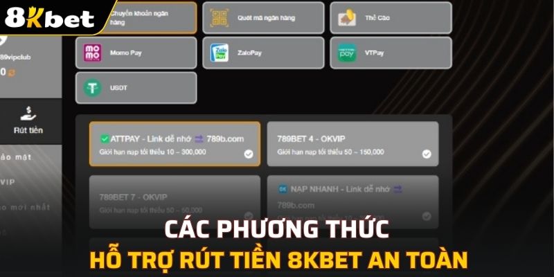 Danh sách các phương tiện được hỗ trợ khi giao dịch 8KBET